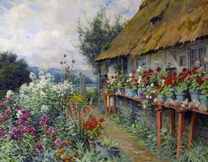 Louis Aston Knight, Cottage Garden in Bloom, Paris