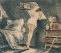Louis Icart Attic Room 1940 reproduction peinte à la main