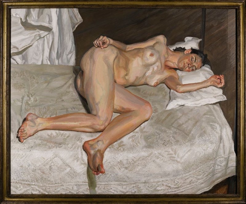 Lucian Freud, Portrait on a white cover, 2002-03