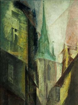 Lyonel Feininger,  Tour rouge I - 1930 reproduction peinte à la main