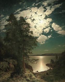 Peinture sur toile de Magnus Hjalmar Munsterhjelm Moonlit Night reproduction peinte à la main