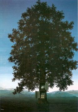 Peinture sur toile de Magritte Arbre Solitaire reproduction peinte à la main