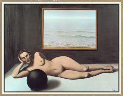 Peinture sur toile de Magritte Bather Between Light And Darkness reproduction peinte à la main