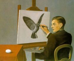 Peinture sur toile de Magritte Clairvoyance Self Portrait reproduction peinte à la main