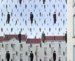 Peinture sur toile de Magritte Golconda reproduction peinte à la main