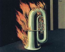Peinture sur toile de Magritte The Discovery Of Fire reproduction peinte à la main