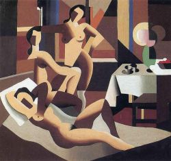 Peinture sur toile de Magritte Three Nudes In An Interior reproduction peinte à la main