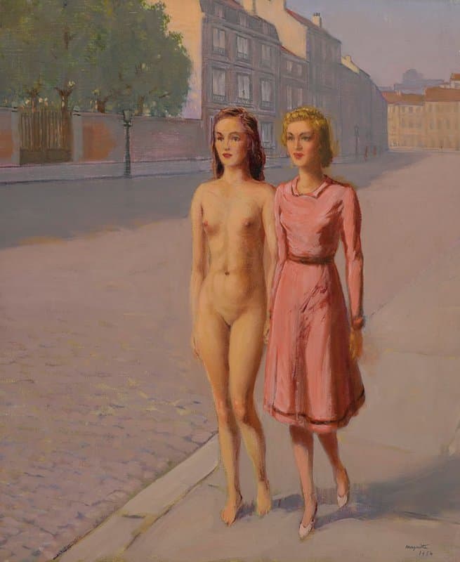 Magritte Untitled Two Girls Walking Along A Street 1954