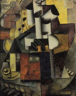 Peinture sur toile de Malevich, Instrument musical reproduction peinte à la main