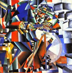 Peinture sur toile de Malevich, L'aiguiseur de couteaux reproduction peinte à la main