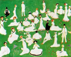 Peinture sur toile de Malevich, Repos. Société en chapeaux hauts reproduction peinte à la main
