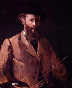 Manet, Autoportrait à la palette reproduction peinte à la main