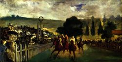 Manet, Course à Longchamp reproduction peinte à la main