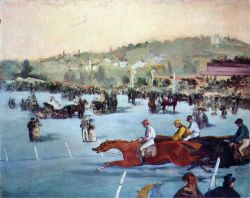 Manet, Course Au Bois De Boulogne reproduction peinte à la main