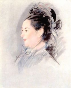 Manet, Dame Aux Cheveux Relevés reproduction peinte à la main