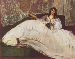 Manet, Dame avec un éventail reproduction peinte à la main