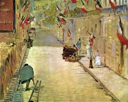 Manet, Rue Mosnier Avec Des Drapeaux reproduction peinte à la main