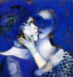 Peinture sur toile de Marc Chagall Blue Lovers reproduction peinte à la main
