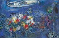 Peinture sur toile de Marc Chagall Bouquet Dans La Nuit 1966 reproduction peinte à la main