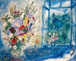 Peinture sur toile de Marc Chagall Bouquet Pres De La Fenetre reproduction peinte à la main