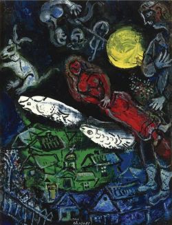 Peinture sur toile de Marc Chagall Ciel Peuple 1968 reproduction peinte à la main
