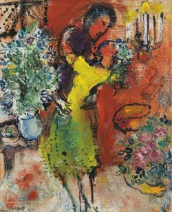 Peinture sur toile de Marc Chagall Couple Au Chandelier reproduction peinte à la main