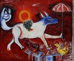 Peinture sur toile de Marc Chagall Cow With Umbrella reproduction peinte à la main