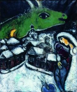 Peinture sur toile de Marc Chagall Green Night - 1952 reproduction peinte à la main