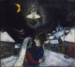 Peinture sur toile de Marc Chagall In The Night - 1943 reproduction peinte à la main