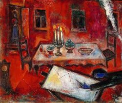 Peinture sur toile de Marc Chagall La Maison Rouge 1948 reproduction peinte à la main