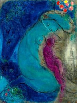 Peinture sur toile de Marc Chagall Le Quai Aux Fleurs 1953 reproduction peinte à la main