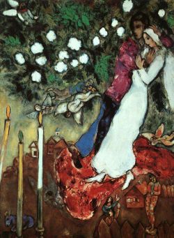 Peinture sur toile de Marc Chagall Le Tre Candele 1938-1940 reproduction peinte à la main
