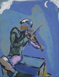 Peinture sur toile de Marc Chagall Le Violoniste Bleu 1929 reproduction peinte à la main
