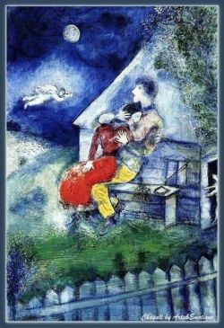 Peinture sur toile de Marc Chagall Los Amantes 1929 reproduction peinte à la main