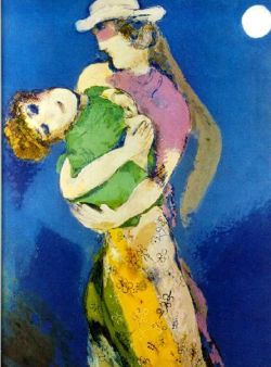 Peinture sur toile de Marc Chagall Lovers In The Moonlight reproduction peinte à la main