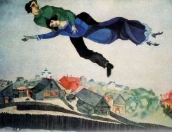 Peinture sur toile de Marc Chagall Over The Town reproduction peinte à la main