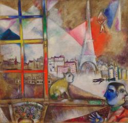 Peinture sur toile de Marc Chagall Paris Through The Window reproduction peinte à la main
