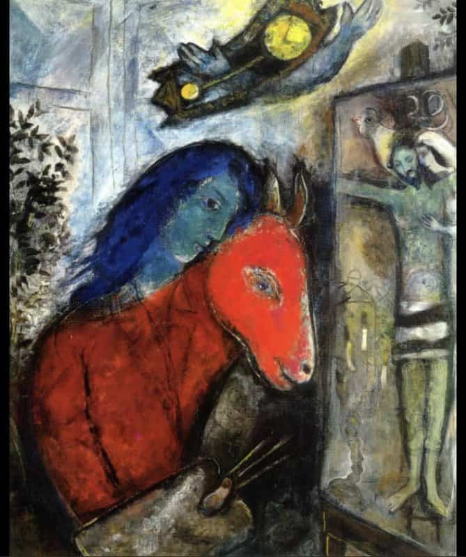 Marc Chagall Self-portrait With A Clock In Front Of Crucifixion - 1947.