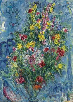 Peinture sur toile de Marc Chagall Spring Bouquet - 1966-67 reproduction peinte à la main