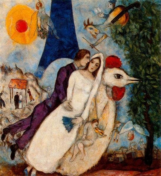 Marc Chagall The Betrothed And Eiffel Tower 1913