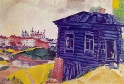 Peinture sur toile de Marc Chagall The Blue House reproduction peinte à la main