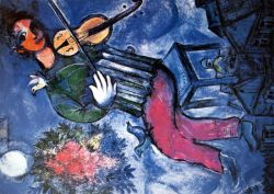 Peinture sur toile de Marc Chagall The Blue Violonist reproduction peinte à la main