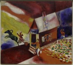 Peinture sur toile de Marc Chagall The Flying Carriage - 1913 reproduction peinte à la main