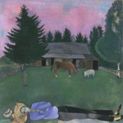 Peinture sur toile de Marc Chagall The Reclining Poet reproduction peinte à la main
