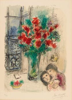 Peinture sur toile de Marc Chagall The Red Flowers reproduction peinte à la main