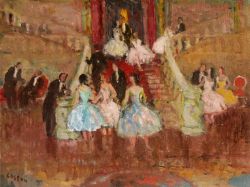 Marcel Cosson, Paris, le grand escalier de l'opéra reproduction peinte à la main