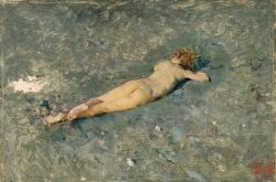 Peinture sur toile de Mariano Fortuny Marsal Nude On The Beach At Portici 1874 reproduction peinte à la main