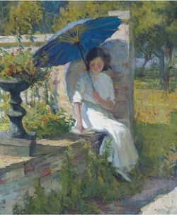 Mary Bradish Titcomb The Blue Parasol reproduction peinte à la main