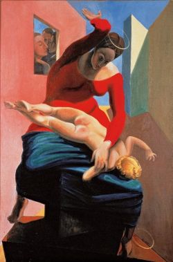 Max Ernst La Vierge Corrigeant L Enfant J Sus Devant Trois T Moins - 1926 reproduction peinte à la main