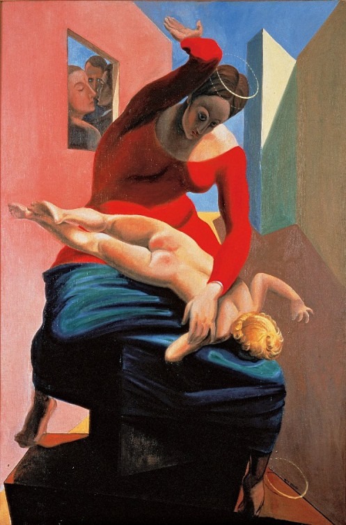 Max Ernst La Vierge Corrigeant L Enfant J Sus Devant Trois T Moins - 1926